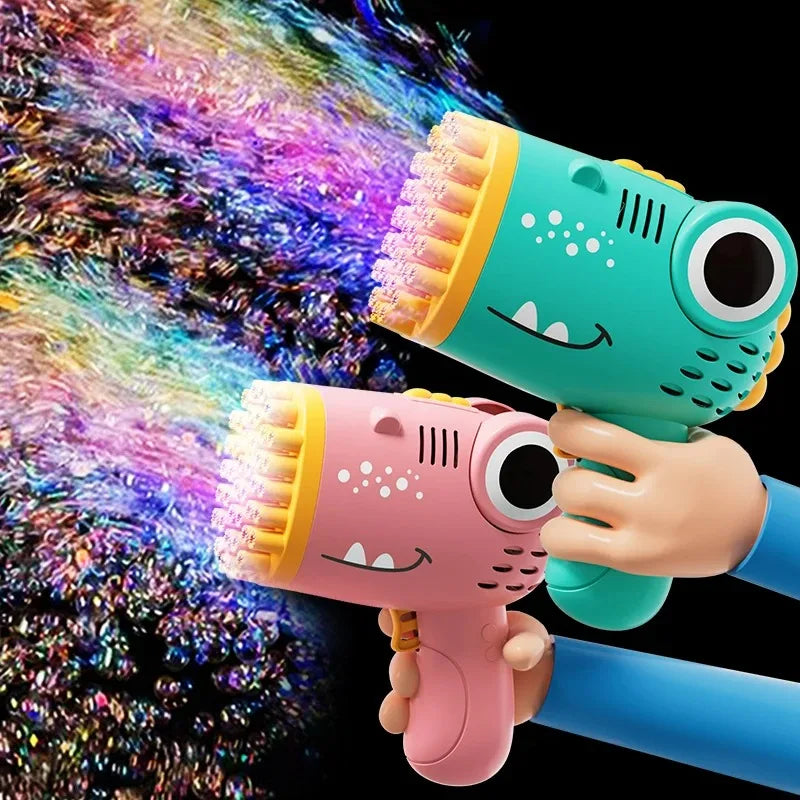 40 hole Dinosaur Bubbles Gun Children's Bubble Gun Handheld Fully Automatic Bubble Machine without battery and bubble water
