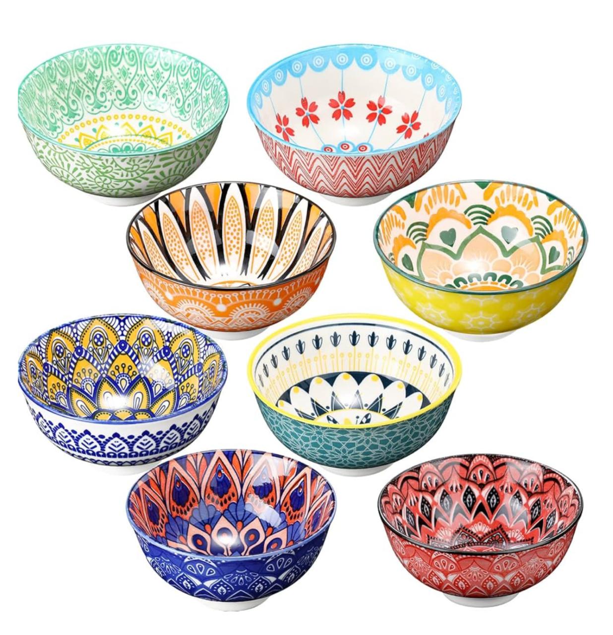 10 Pcs Colorful Ceramic Bowl Set 4.75''