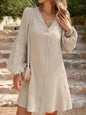 Solid Button Front Lantern Sleeve Dress (Shein Products)