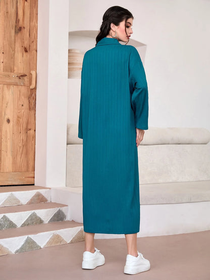 Solid Roll Tab Sleeve Tunic Dress