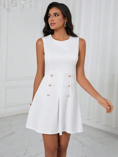 Solid Button Detail Dress (Shein Products)
