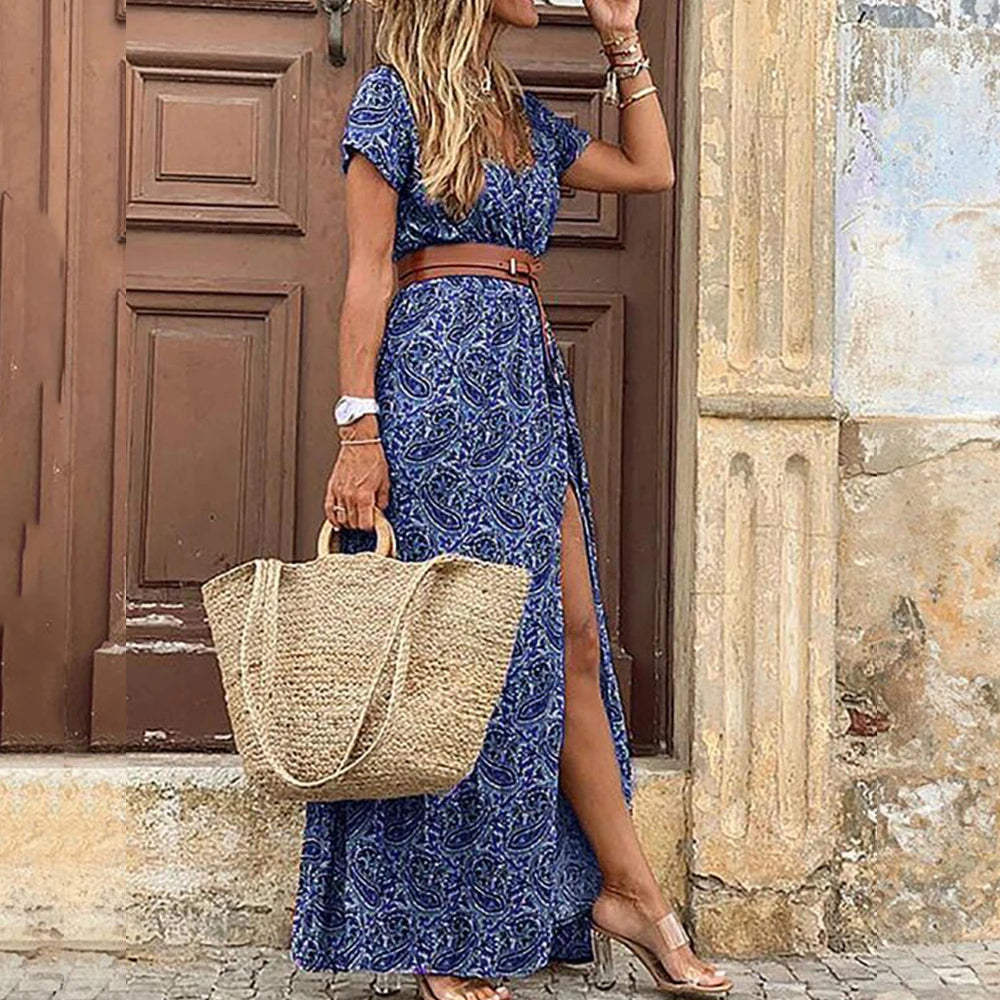 Long Dress for Women Summer Beach Bohemian Dresses Vestido Casual Robe Female Clothing
