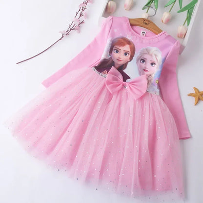 Fall Dresses for Girls Vestidos Frozen Elsa Dresses Birthday Party Long Sleeve Princess Costume Teen Children's Party Clothes