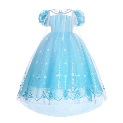 Disney Forzen Elsa Dress Kids Princess Cosplay Costume for Baby Girls Halloween Costume Girls 2-8 Years Christmas Birthday Gift