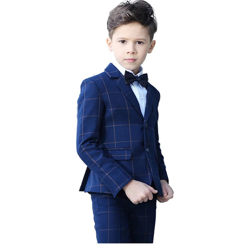 Boys Colorful Formal Suits Set Slim Fit Dresswear Children Wedding Party Performance Costume Kids Blazer Pants Bowtie Clothes