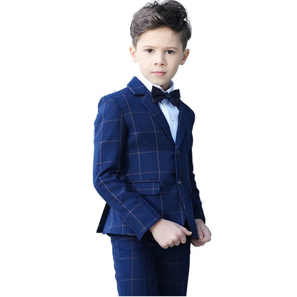 Boys Colorful Formal Suits Set Slim Fit Dresswear Children Wedding Party Performance Costume Kids Blazer Pants Bowtie Clothes