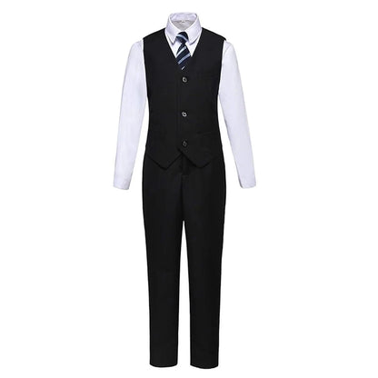 Child Formal Slim Fit Dress Suit Set Boys Wedding Birthday Performance Photography Costume Kid Blazer Vest Pants Bowtie Outfit