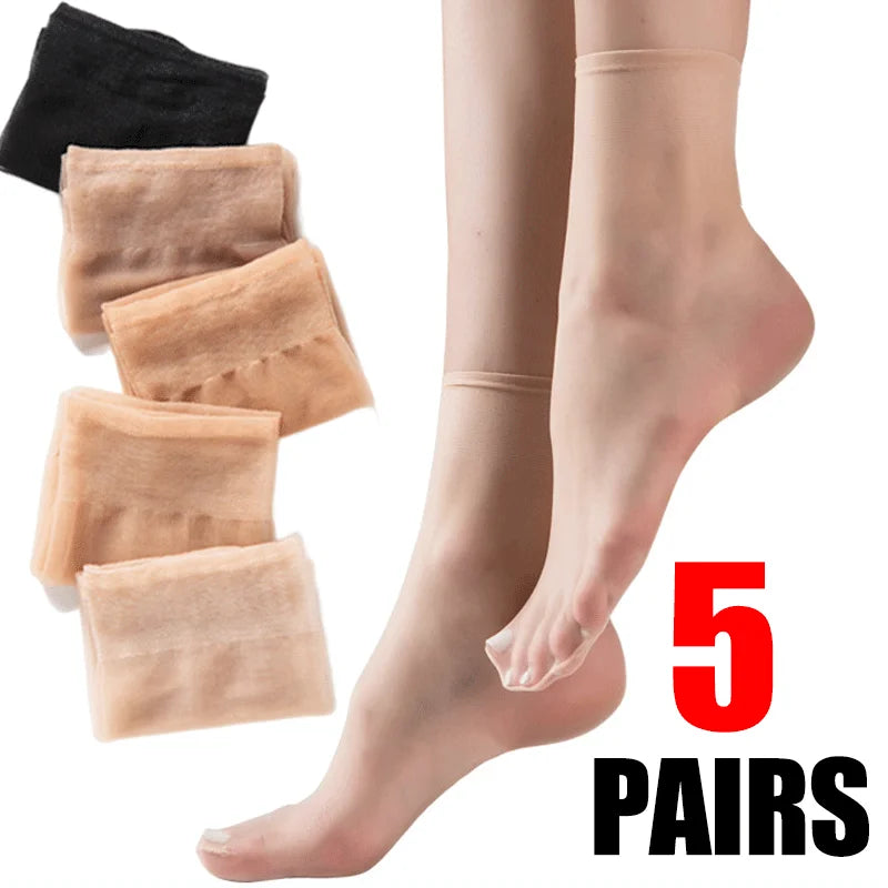 10PCS Ultra-thin Summer Transparent Socks High Quality Women Socks Elastic Thin Silk Female Ladies Invisible Ankle Short Socks