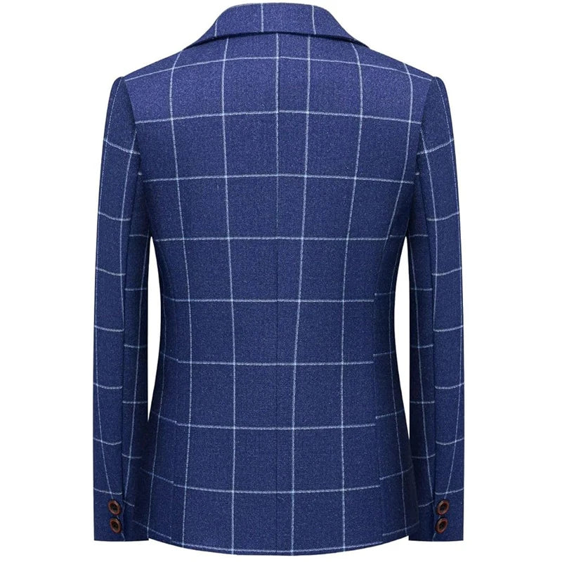 Spring Autumn Child Formal Plaid Slim Fit Suit Set Boy Performance Wedding Birthday Party Costume Kids Blazer Vest Pants Clothes