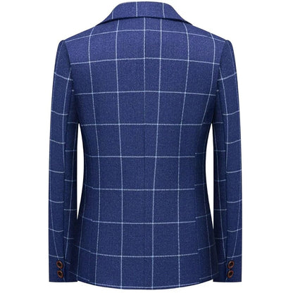 Spring Autumn Child Formal Plaid Slim Fit Suit Set Boy Performance Wedding Birthday Party Costume Kids Blazer Vest Pants Clothes
