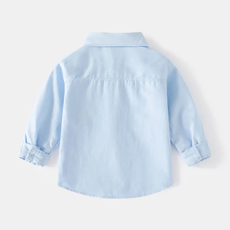 Boys Casual Lapel Shirt Long Sleeves Single-breasted Tops Necktie Children's Printed Cotton Simplicity autumn Blouses Student