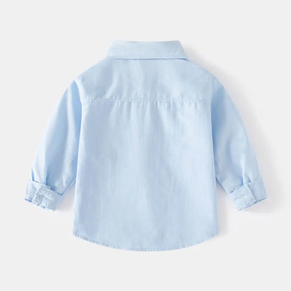 Boys Casual Lapel Shirt Long Sleeves Single-breasted Tops Necktie Children's Printed Cotton Simplicity autumn Blouses Student