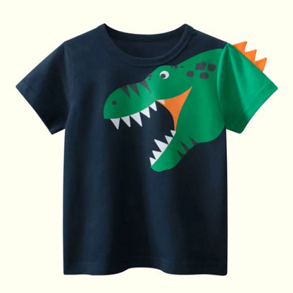 Summer Children 3D Cartoon T-shirt for Boy Animal Printing Dinosaur 100%Cotton Boys T Shirt Girls Tops Tees Cartoon Kids Clothes
