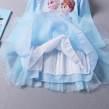 Fall Dresses for Girls Vestidos Frozen Elsa Dresses Birthday Party Long Sleeve Princess Costume Teen Children's Party Clothes