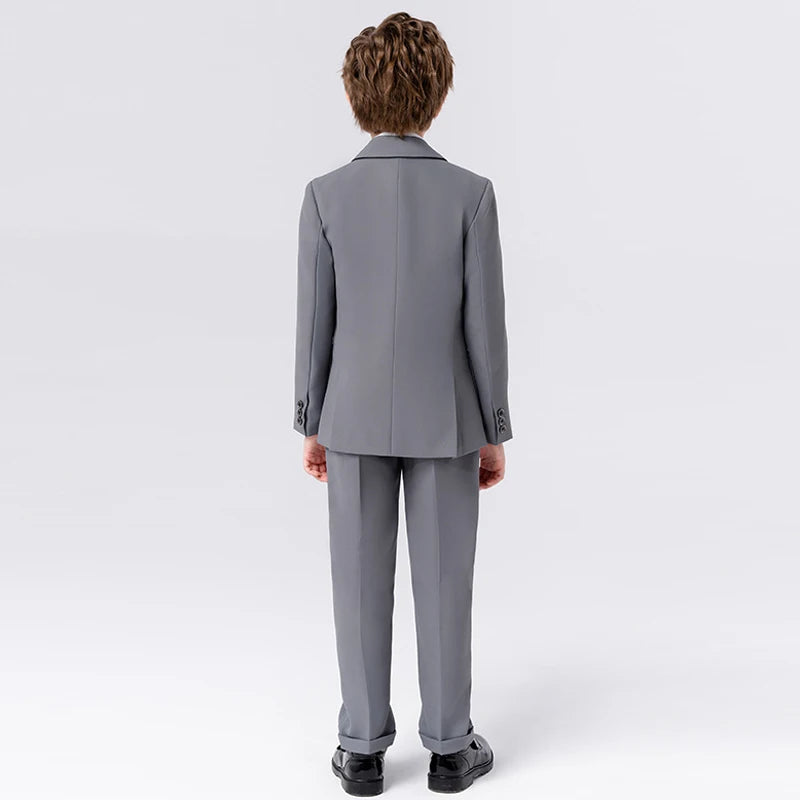 Children Spring Autumn Suit Set Boy Blazer Pants Bowtie Clothes Kids Wedding Party Performance Catwalk Show Photogray Costume