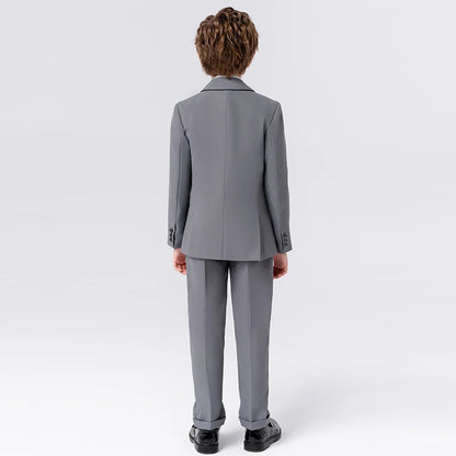 Children Spring Autumn Suit Set Boy Blazer Pants Bowtie Clothes Kids Wedding Party Performance Catwalk Show Photogray Costume