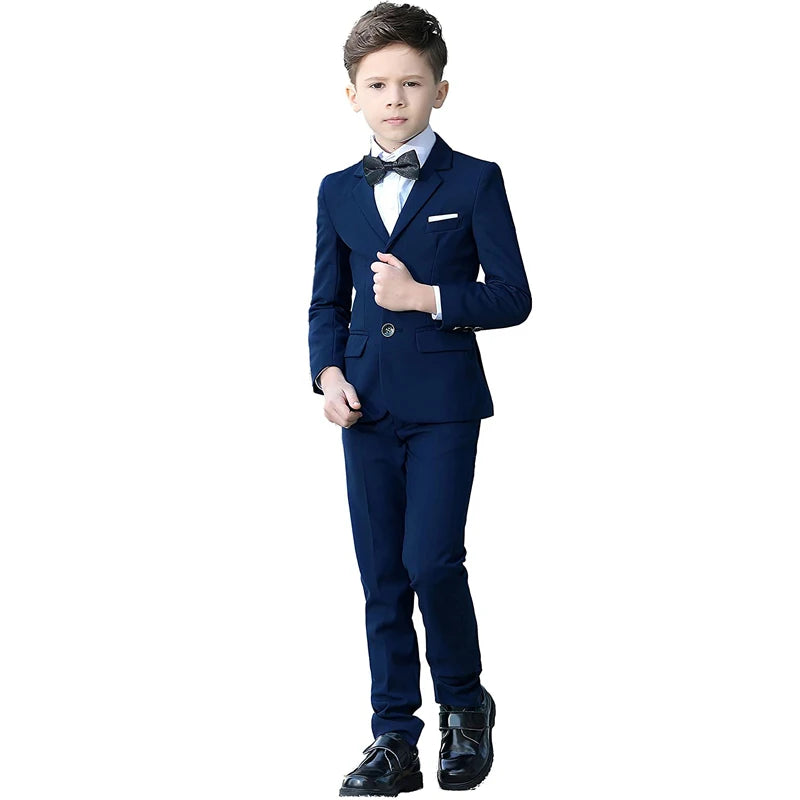 Boys Colorful Formal Suits Set Slim Fit Dresswear Children Wedding Party Performance Costume Kids Blazer Pants Bowtie Clothes