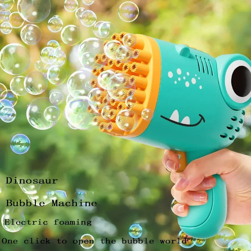 40 hole Dinosaur Bubbles Gun Children's Bubble Gun Handheld Fully Automatic Bubble Machine without battery and bubble water