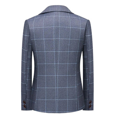 Spring Autumn Child Formal Plaid Slim Fit Suit Set Boy Performance Wedding Birthday Party Costume Kids Blazer Vest Pants Clothes