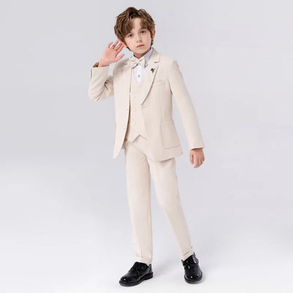 Children Spring Autumn Suit Set Boy Blazer Pants Bowtie Clothes Kids Wedding Party Performance Catwalk Show Photogray Costume