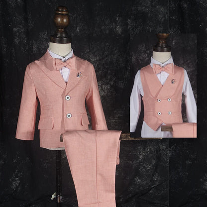Boys' Performance Baby First Year Party Wedding Suit Set Autumn Winter British Child Blazer Pants Vest Clothes Kids Formal Dress