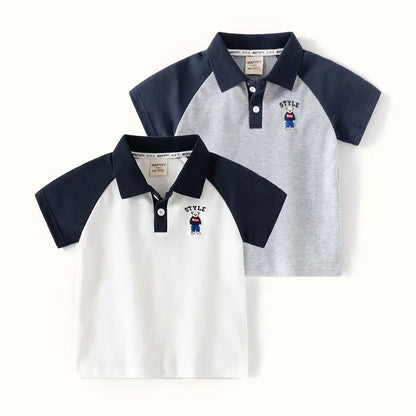 Children's Clothing T-Shirt Kids Lapel collar Clothes Boys Girls Summer Cartoon Simplicity Tops Short Sleeve Clothes 100% Cotton