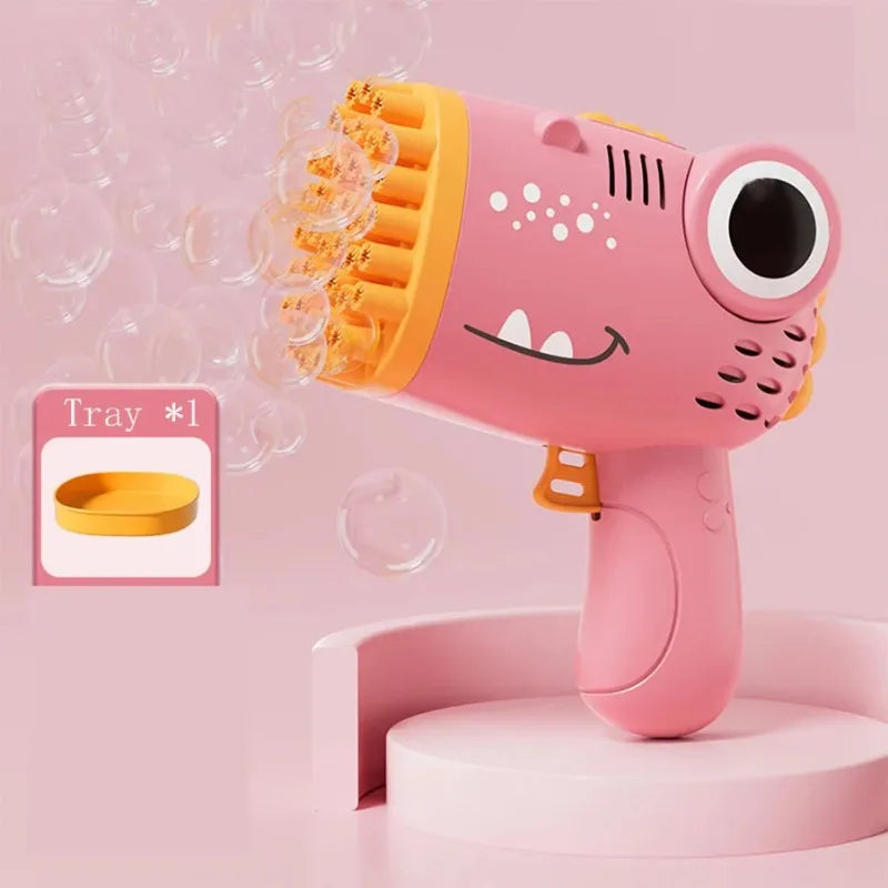 40 hole Dinosaur Bubbles Gun Children's Bubble Gun Handheld Fully Automatic Bubble Machine without battery and bubble water