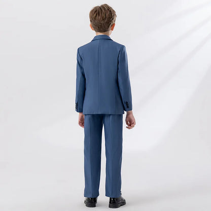 Child Autumn Formal Solid Color Suit Set Kids Performance Piano Host Wedding Party Costume Kids Blazer Vest Pants Bowtie Outfit