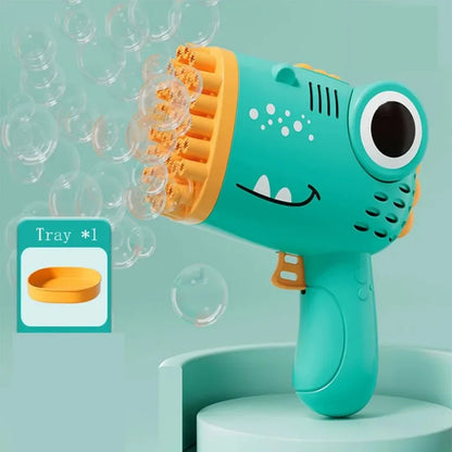 40 hole Dinosaur Bubbles Gun Children's Bubble Gun Handheld Fully Automatic Bubble Machine without battery and bubble water