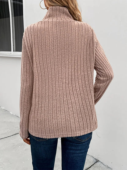 T Shirt For Women Knitted Long Sleeve Tops Elegant Turtleneck Pulovers