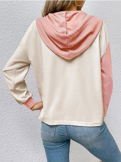 Hooded T-shirt For Women Fashion Long Sleeve Tops Pink Shirts & Blouses