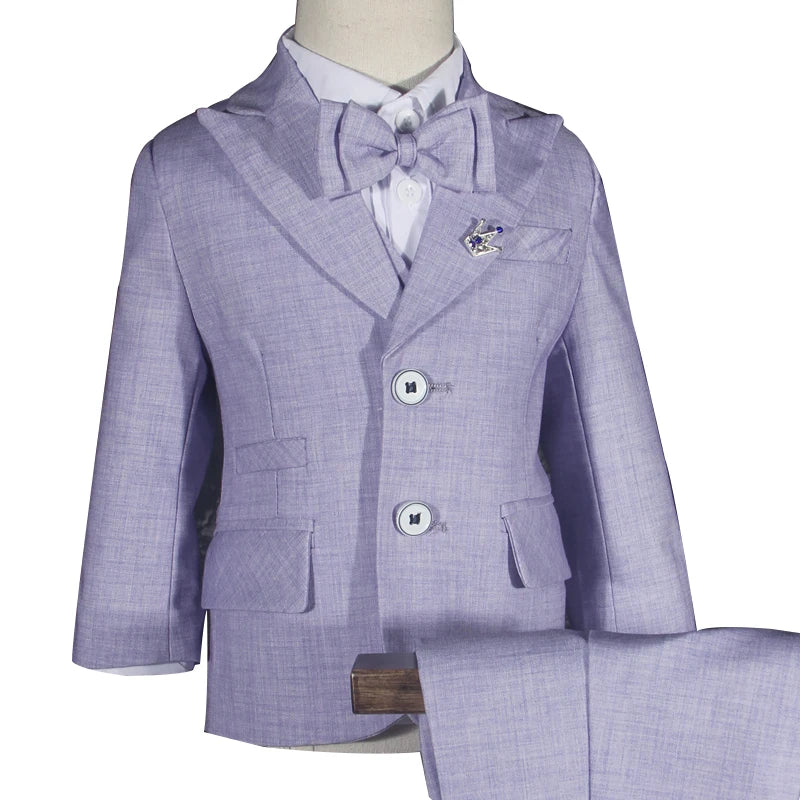 Boys' Performance Baby First Year Party Wedding Suit Set Autumn Winter British Child Blazer Pants Vest Clothes Kids Formal Dress
