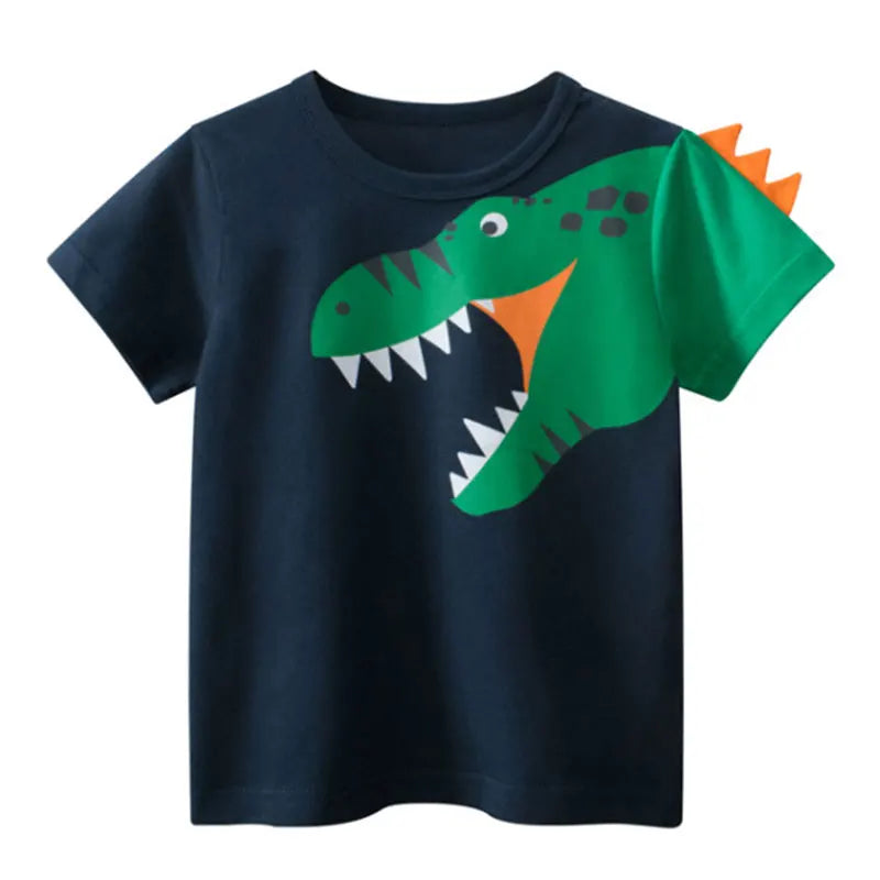 Summer Children 3D Cartoon T-shirt for Boy Animal Printing Dinosaur 100%Cotton Boys T Shirt Girls Tops Tees Cartoon Kids Clothes