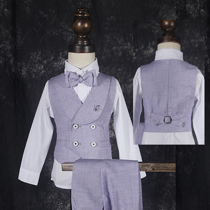Boys' Performance Baby First Year Party Wedding Suit Set Autumn Winter British Child Blazer Pants Vest Clothes Kids Formal Dress