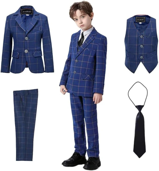 Child Formal Slim Fit Dress Suit Set Boys Wedding Birthday Performance Photography Costume Kid Blazer Vest Pants Bowtie Outfit